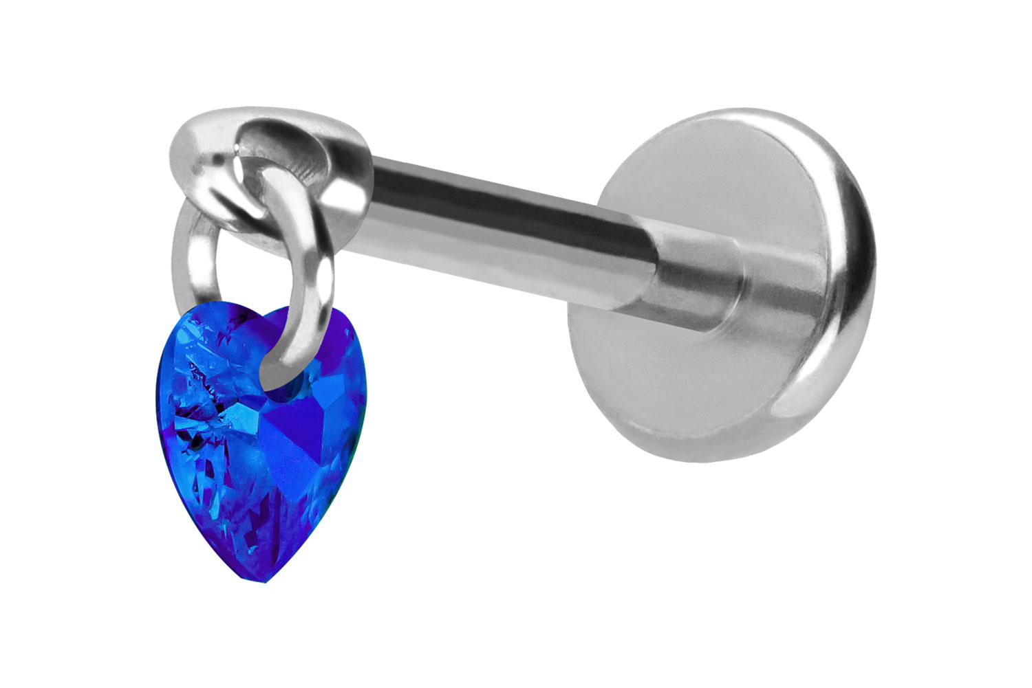 Titan Labret Piercing mit Push Fit KRISTALLHERZ